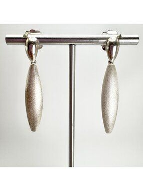 Marquise Shape Sterling Silver 925 Dangle Earrings Size 1.75"